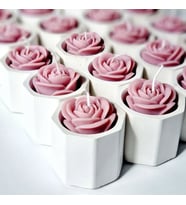 Mum Hediyelik gül şeklinde mini buket mum (Pembe - Fuşya - Krem)