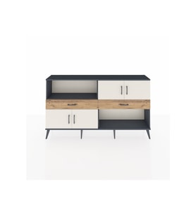 Arges Konsol 3 Raflı 2 Çekmeceli 4 Kapaklı 176x30x99 Antrasit-Aytaşı/Çam