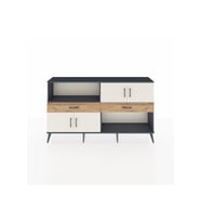 Arges Konsol 3 Raflı 2 Çekmeceli 4 Kapaklı 176x30x99 Antrasit-Aytaşı/Çam