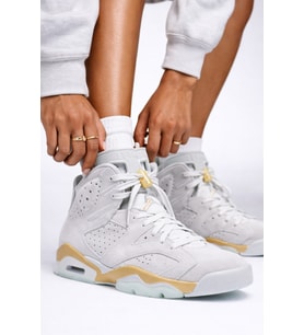 Nike Air Jordan 6 Retro Leather Women's Sneaker Hakiki Deri Bilekli Günlük Kadın Spor Ayakkabı Gri