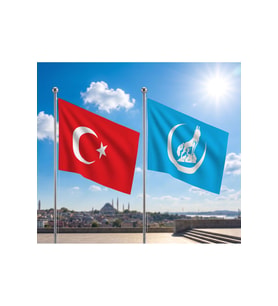TRY Raşel Kumaş Bayrak ve Türkiye Cumhuriyeti Alpaka Kumaş Bayrak 2'li set 100x150 Cm