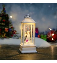Küçük Melek Tutma Güvercini / Beyaz Noel Kare Rüzgar Işığı Elektronik Şamdan Lamba