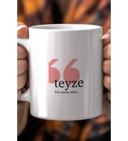 Teyzeye Hediye Esprili 330ml Baskılı Beyaz Seramik Kupa Bardak