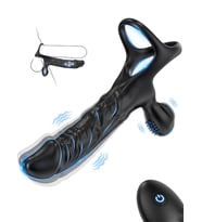 Fastieshop DualDrive Uzaktan Kumandalı Esnek Takılabilir Titreşimli Penetratör Penis (Siyah)