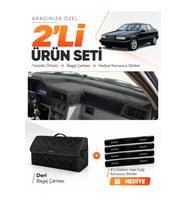 VOLVO 850 (1991-1997) Uyumlu Torpido Örtüsü + Deri Bagaj Çantası + Sticker Seti - Siyah