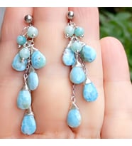 2462 Larimar Amazonit el yapımı küpe
