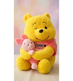 birbirine sarılan peluş winnie pooh piglet İSİM BASKILI