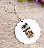 Kişye Özel Polaroid Tasarım Fotoğraflı Çiçek Anahtarlık