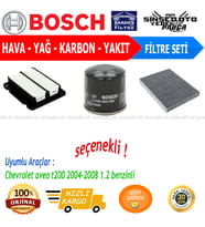 Bosch Filtre Bakım Seti Chevrolet aveo t200 2004-2008 1.2 benzinli Hava + Yağ f. + Yakıt Filtre Bosch