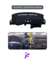 PEUGEOT 206 Büyük Ekran Uyumlu Torpido Örtüsü Güneşten Korur Kolay Montaj Tam Uyum T74