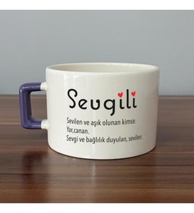 Sevgili Baskılı Mor Kulplu C Fincan