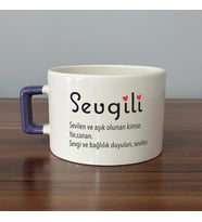 Sevgili Baskılı Mor Kulplu C Fincan