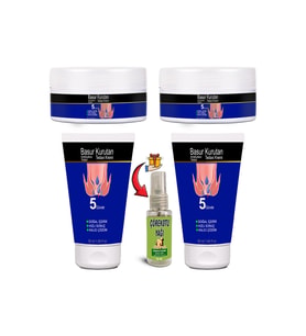 BasurKurutan Masaj Kremi 2şerli Set E Vitaminli Aslanpençesi Kestane Hellebore Çiçek Esktarları (50 ml) Tüp&Kavanoz  + Çörekotu Yağı