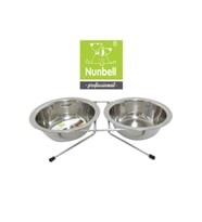 Nunbell Çelik Mama Kabı İkili Tel Ayaklı 17cm (Gümüş)