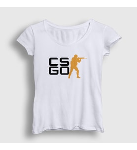Presmono Kadın Beyaz Logo Oyun Counter Strike Cs Go T-Shirt 323561tt (Beyaz)