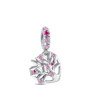 Fubena Pembe Taşlı Aile Ağacı Kalp Sallantılı Charm