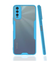 Vivo Y20S Kılıf Zore Parfe Kenarları Pastel Renk Silikon Kılıf (Mavi)