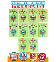 Eğlenerek Boyuyorum Eğitici Etkinlikli Boyama Kitapları 10 Kitap Yeşil Set  (Çok Renkli)