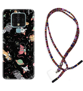 Tecno Camon 16 18P Pova Kılıf Boyun Asklı Rasta Silikon Planet Animals 1771