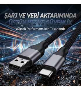 Hizli Sarj Kablosu Type C Dugumlenmez Kalin Orgulu Data Kablosu Guclendirilmis Konnektor