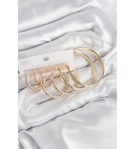 Pirinç Halka Model Gold Renk Kadın Set Küpe 5886 - EEEEEE7431-7126