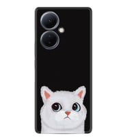 Vivo V29 Lite Kılıf Desenli Silikon Platinium Series White Cat 1835