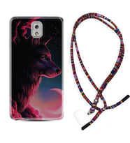 Samsung Note 3 4 5 8 9 20 Ultra 10 Lite Kılıf Boyun Asklı Rasta Silikon Wolf and Moon 1380