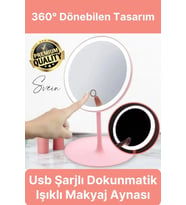 Dokunmatik Katlanabilir Taşınabilir Kablosuz LED Işıklı Makyaj Aynası 360° Döner USB Şarj Edilebilir