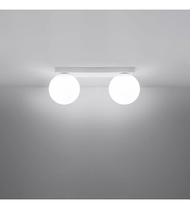 Rsylight Metal Modern Beyaz Opal Camlı Tavan Plofyoner 2 Li Tavan Avize