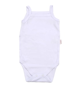 Unisex Beyaz İp Askılı Çıtçıtlı Badi Zıbın