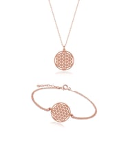 Yaşam Çiçeği Model Gümüş Kolye Bileklik Seti (Rose)