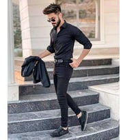 Tomıross Erkek Italyan Kesim Slim Fit Pamuklu Full Likralı Gömlek Fabıo-1970 (Siyah)