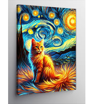 Kanvas Tablo Van Gogh Tarzı Kedi