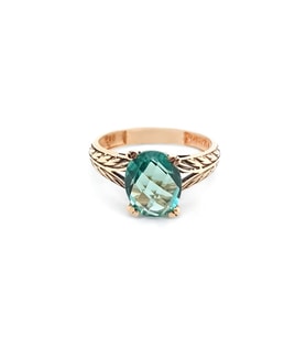 14k Altın Yeşil Topaz Taşlı Yüzük