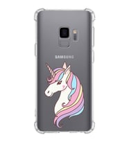 Samsung Galaxy S9  Köşe Korumalı Antişok Kapak Unicorn Tasarımlı Şeffaf Silikon Kılıf