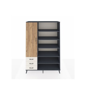 Hyperion Dolap 9 Raflı 3 Çekmeceli 3 Kapaklı 132x44x195 Antrasit-Çam/Aytaşı