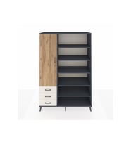 Hyperion Dolap 9 Raflı 3 Çekmeceli 3 Kapaklı 132x44x195 Antrasit-Çam/Aytaşı
