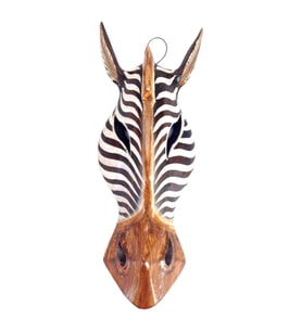Ahşap Zebra Mask 30 cm Dekoratif Duvar Dekoru
