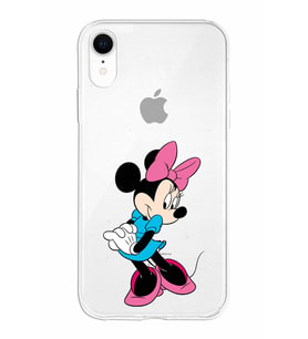 Apple iPhone XR Uyumlu Kapak Minnie Mouse Tasarımlı Şeffaf Silikon Kılıf