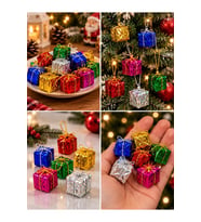 Yeni Yıla Özel 12 Parça Mini Yılbaşı Noel Çam Ağacı Hediye Paketi Süsü Karışık Renkli 12'li Set 3 CM