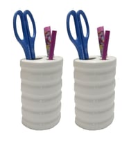 2 ADET KALEMLİK OVAL ÇİZGİLİ MODEL SERAMİK OFİS GERECİ  9X6X11CM