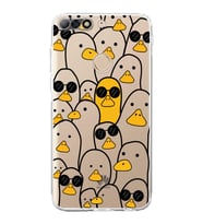 Huawei Y7 2018  Kamera korumalı Kapak Duck Tasarımlı  Şeffaf Kılıf