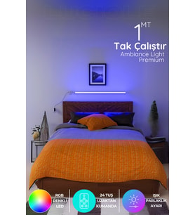 Şerit LED Uzaktan Kumandalı Led Lambader Yatak Ve Tv - Animasyon Renk Rgb Çok Renkli Dumavi1