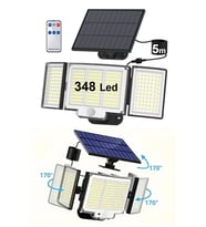 Greentech 348 Ledli, Güneş Enerjili, Hareket Sensörlü, 3 Taraflı Aydınlatma / GT-SL30