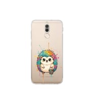 Huawei Mate 10 Lite ile Uyumlu Splash Kirpi Tasarımlı Şeffaf Silikon Kılıf