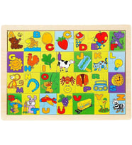 WOODY Ahşap Resimli Alfabe Puzzle Eğitici Ve Zeka Geliştiren Oyuncak