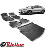 RİZLİNE KIA Stonic 3D Havuzlu Paspas + Bagaj Havuzu (Siyah - Beyaz)