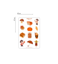 Sonbahar Temalı Turuncu/Kahverengi Renkli Sevimli Balkabağı Tilki Sticker Seti - 12 Parça - hc191
