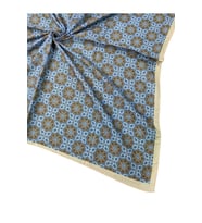 Ebruli Pamuklu Etnik Desenli Soft Eşarp – 90x90 cm (İndigo)