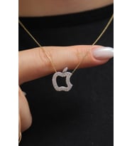 TAŞLI APPLE TASARIM KOLYE 14 AYAR